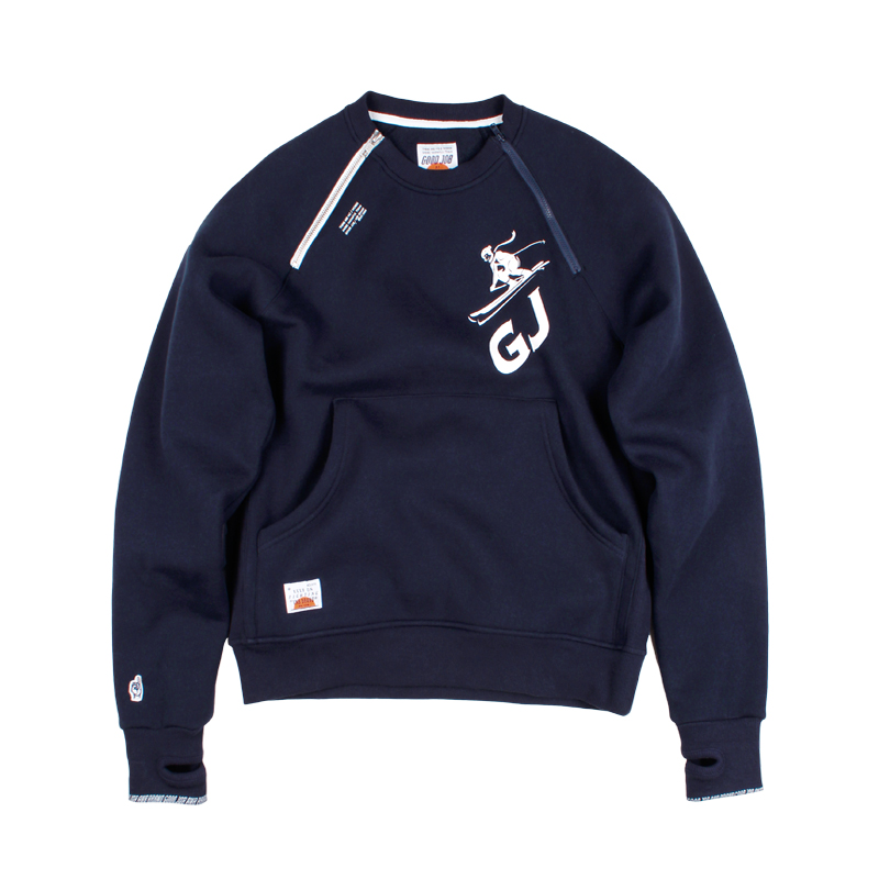 583184316583_藏青色 ANB2018秋冬／GOODJOB滑雪健将拉链开领加厚抓绒卫衣藏